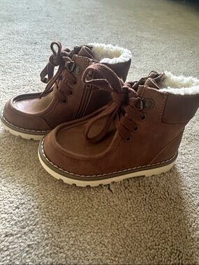 Kids Brown Faux-Fur Lined Boots